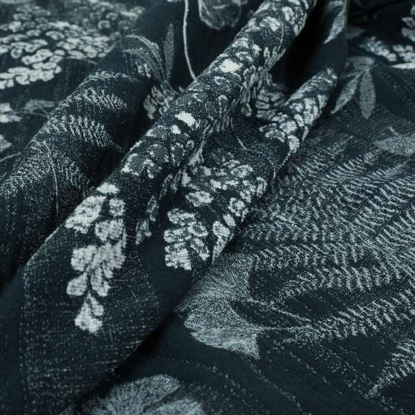 Floral Leaf Pattern Soft Chenille Blue Colour Chenille Upholstery Fabric JO-1406 - Handmade Cushions