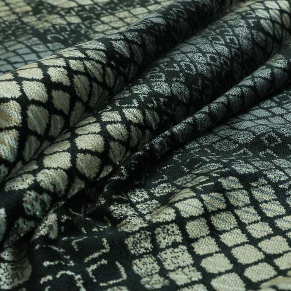 Snake Scales Pattern In Blue Colour Velvet Material Furnishing Upholstery Fabric JO-1407 - Made To Measure Curtains