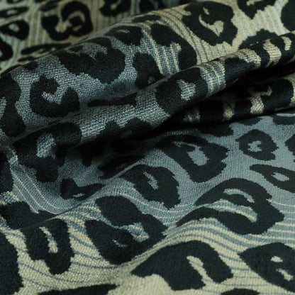 Leopard Spotted Theme Animal Pattern In Blue Colour Velvet Material Furnishing Upholstery Fabric JO-1408