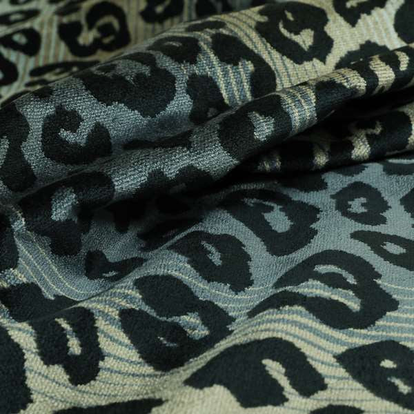 Leopard Spotted Theme Animal Pattern In Blue Colour Velvet Material Furnishing Upholstery Fabric JO-1408 - Made To Measure Curtains