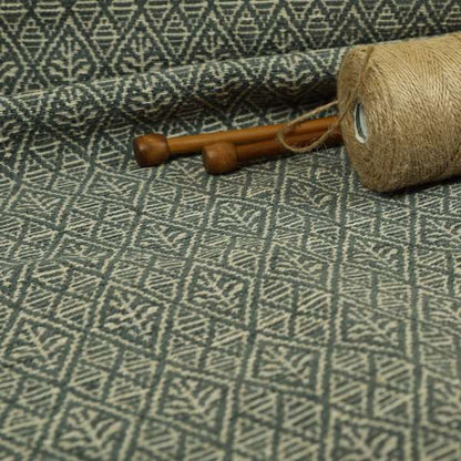 Small Motif Symmetry Geometric Pattern Chenille Grey Colour Chenille Upholstery Fabric JO-1409 - Roman Blinds