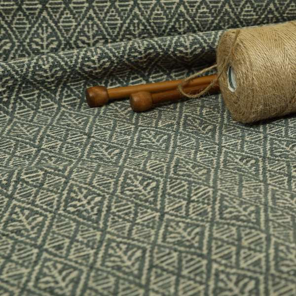 Small Motif Symmetry Geometric Pattern Chenille Grey Colour Chenille Upholstery Fabric JO-1409 - Made To Measure Curtains