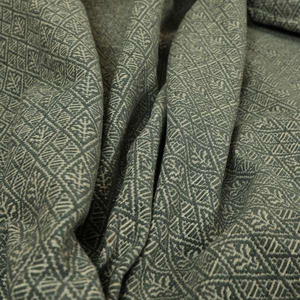 Small Motif Symmetry Geometric Pattern Chenille Grey Colour Chenille Upholstery Fabric JO-1409 - Roman Blinds