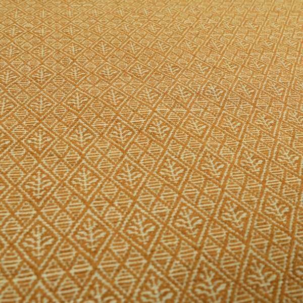 Small Motif Symmetry Geometric Pattern Chenille Orange Colour Chenille Upholstery Fabric JO-1410 - Made To Measure Curtains