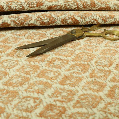 Orange Beige Colour Symmetry Geometric Pattern Soft Furnishing Upholstery Fabric JO-1411 - Roman Blinds