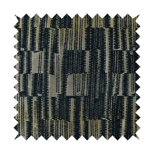 Blue Silver Shine Effect Stripe Theme Pattern Chenille Furnishing Upholstery Fabric JO-1412