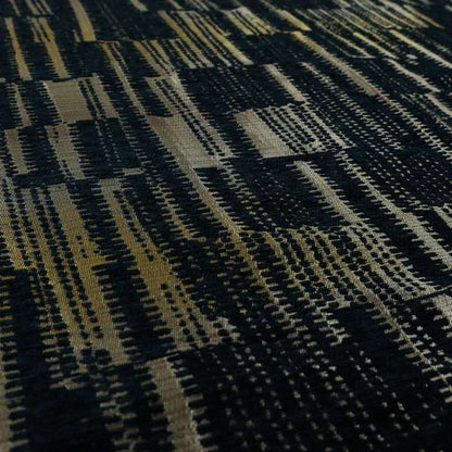 Blue Silver Shine Effect Stripe Theme Pattern Chenille Furnishing Upholstery Fabric JO-1412 - Roman Blinds