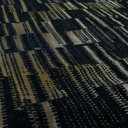 Blue Silver Shine Effect Stripe Theme Pattern Chenille Furnishing Upholstery Fabric JO-1412 - Made To Measure Curtains