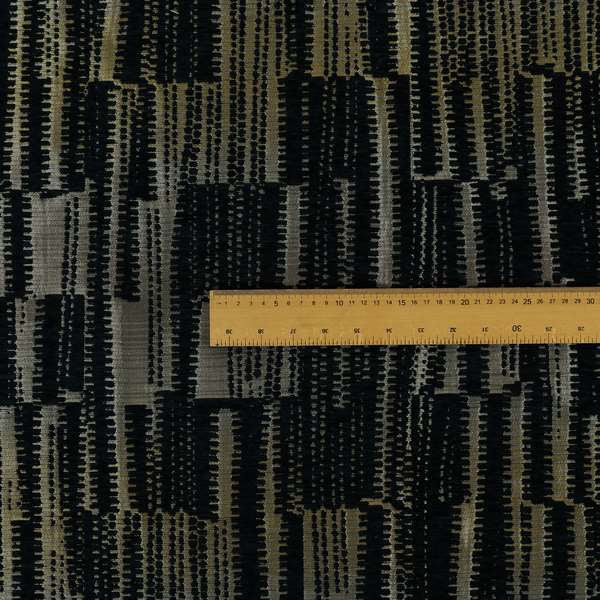 Blue Silver Shine Effect Stripe Theme Pattern Chenille Furnishing Upholstery Fabric JO-1412 - Made To Measure Curtains