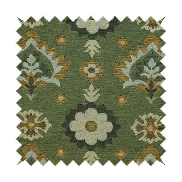 Floral Uniformed Pattern Green Yellow Colour Soft Chenille Interior Fabric JO-1413