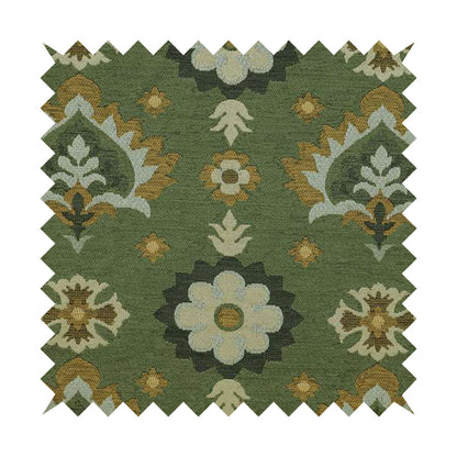 Floral Uniformed Pattern Green Yellow Colour Soft Chenille Interior Fabric JO-1413 - Handmade Cushions
