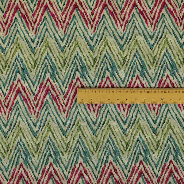 Free Worldwide buying Delivery Furnishing Fabric Full Chevron Striped Chenille Grey Green Red Yellow Upholstery Furniture Fabric - Sold By 1 Metre