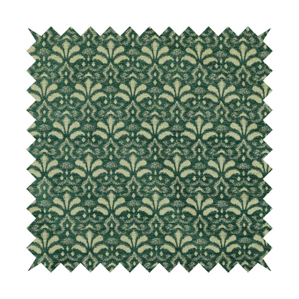 Flower Uniformed Inspired Pattern Green Cream Coloured Soft Chenille Upholstery Fabric JO-1417 - Handmade Cushions