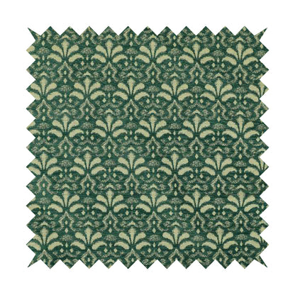 Flower Uniformed Inspired Pattern Green Cream Coloured Soft Chenille Upholstery Fabric JO-1417 - Made To Measure Curtains