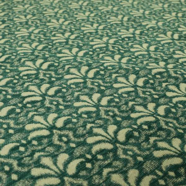 Flower Uniformed Inspired Pattern Green Cream Coloured Soft Chenille Upholstery Fabric JO-1417 - Made To Measure Curtains