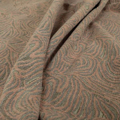 Swirl Pattern In Grey Pink Coloured Soft Chenille Textured Material Upholstery Fabric JO-1419 - Handmade Cushions