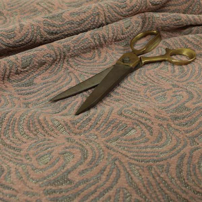 Swirl Pattern In Grey Pink Coloured Soft Chenille Textured Material Upholstery Fabric JO-1419 - Made To Measure Curtains