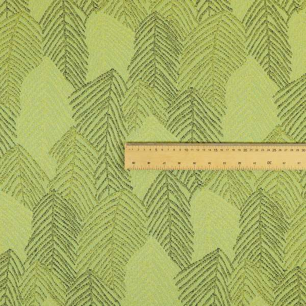 Piccadilly Collection Leaf Floral Pattern Woven Upholstery Green Chenille Fabric JO-142 - Roman Blinds