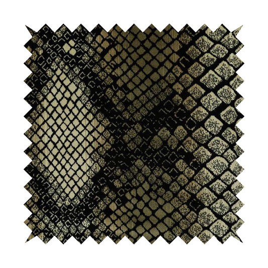 Snake Scales Pattern In Black Gold Colour Velvet Material Furnishing Upholstery Fabric JO-1420