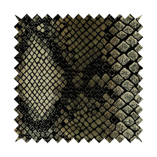 Snake Scales Pattern In Black Gold Colour Velvet Material Furnishing Upholstery Fabric JO-1420 - Made To Measure Curtains