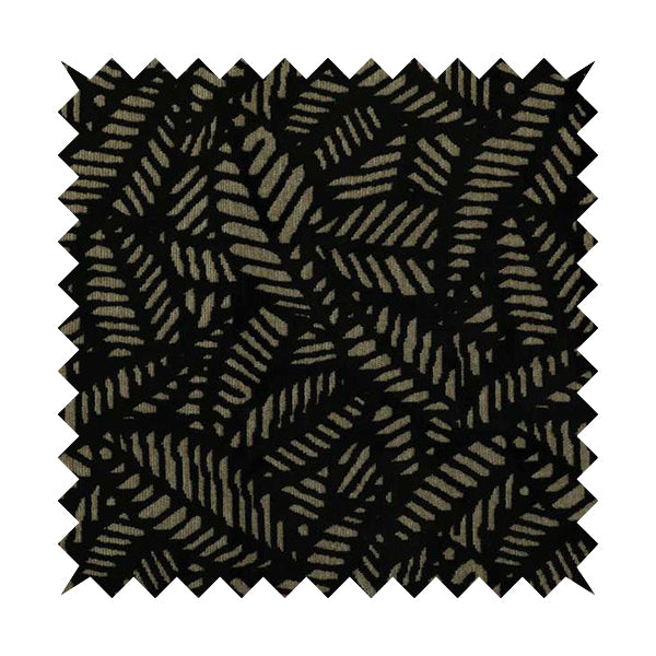 Palm Leaf Jungle Inspired Pattern Black Coloured Soft Velvet Textured Upholstery Fabric JO-1425 - Roman Blinds