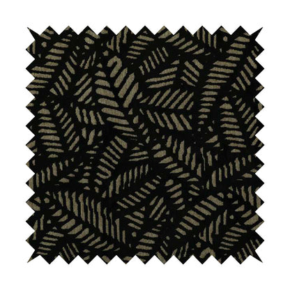 Palm Leaf Jungle Inspired Pattern Black Coloured Soft Velvet Textured Upholstery Fabric JO-1425 - Handmade Cushions