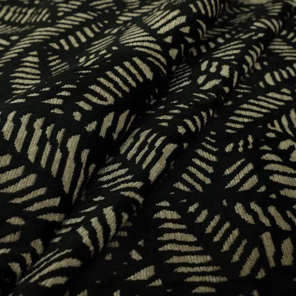 Palm Leaf Jungle Inspired Pattern Black Coloured Soft Velvet Textured Upholstery Fabric JO-1425 - Handmade Cushions