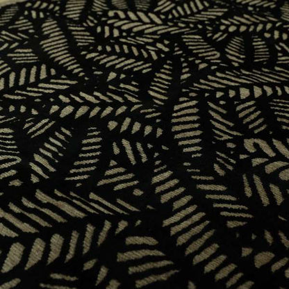 Palm Leaf Jungle Inspired Pattern Black Coloured Soft Velvet Textured Upholstery Fabric JO-1425 - Roman Blinds