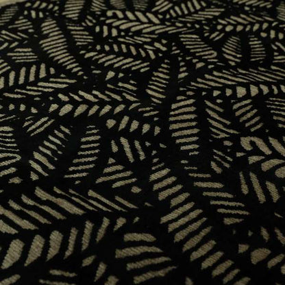 Palm Leaf Jungle Inspired Pattern Black Coloured Soft Velvet Textured Upholstery Fabric JO-1425 - Handmade Cushions