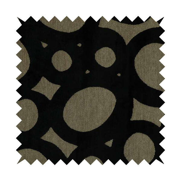 Circular Inspired Pattern Black Coloured Soft Velvet Textured Upholstery Fabric JO-1427 - Roman Blinds