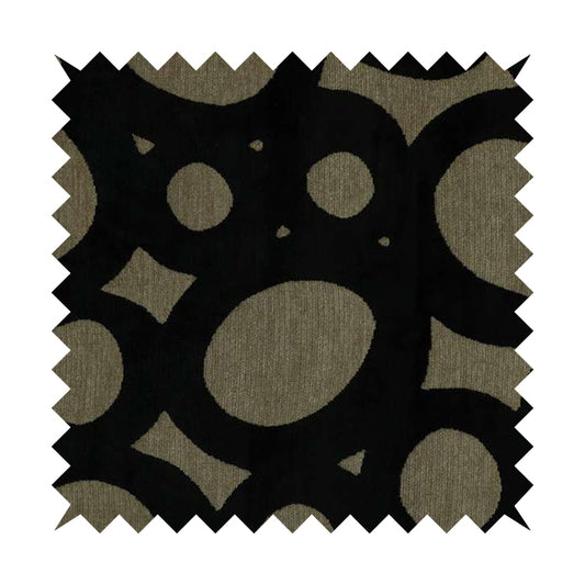 Circular Inspired Pattern Black Coloured Soft Velvet Textured Upholstery Fabric JO-1427