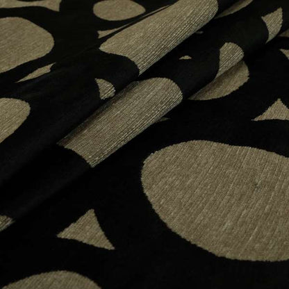 Circular Inspired Pattern Black Coloured Soft Velvet Textured Upholstery Fabric JO-1427 - Roman Blinds