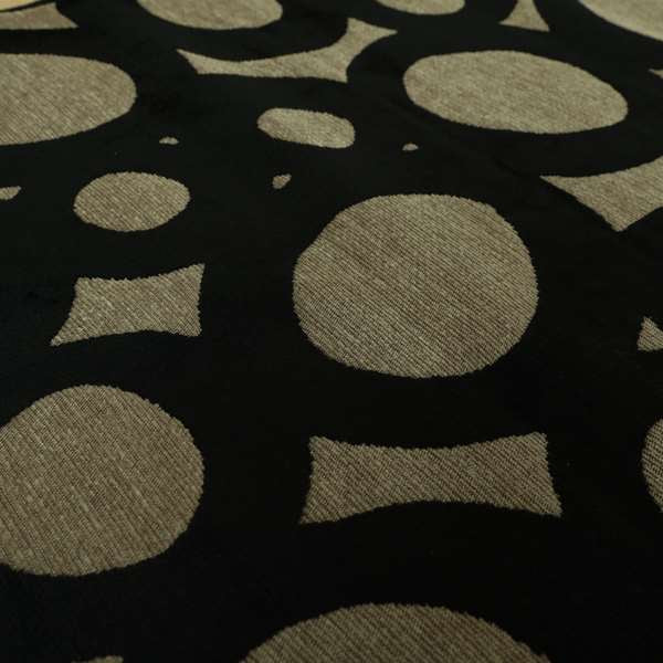 Circular Inspired Pattern Black Coloured Soft Velvet Textured Upholstery Fabric JO-1427 - Roman Blinds