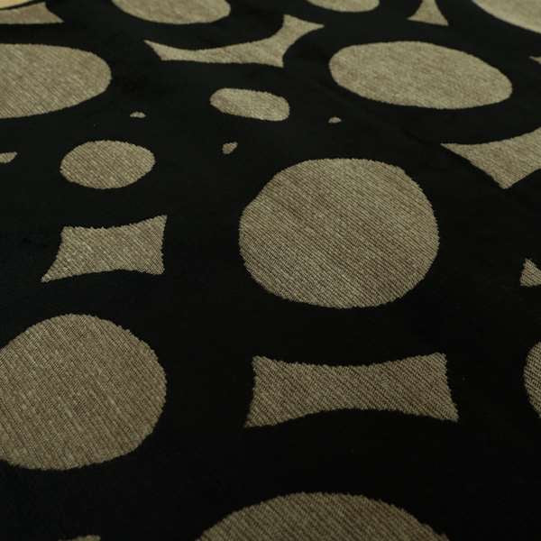 Circular Inspired Pattern Black Coloured Soft Velvet Textured Upholstery Fabric JO-1427 - Handmade Cushions
