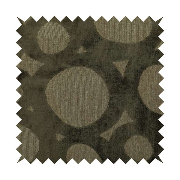 Circular Inspired Pattern Brown Coloured Soft Velvet Textured Upholstery Fabric JO-1428 - Roman Blinds