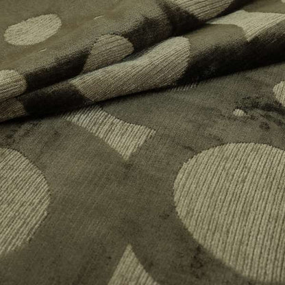 Circular Inspired Pattern Brown Coloured Soft Velvet Textured Upholstery Fabric JO-1428 - Roman Blinds