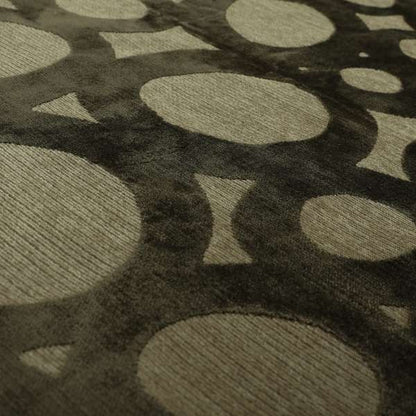 Circular Inspired Pattern Brown Coloured Soft Velvet Textured Upholstery Fabric JO-1428 - Roman Blinds