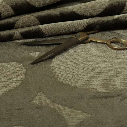 Circular Inspired Pattern Brown Coloured Soft Velvet Textured Upholstery Fabric JO-1428 - Roman Blinds