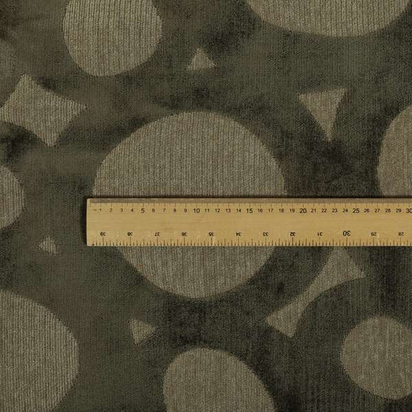 Circular Inspired Pattern Brown Coloured Soft Velvet Textured Upholstery Fabric JO-1428 - Roman Blinds