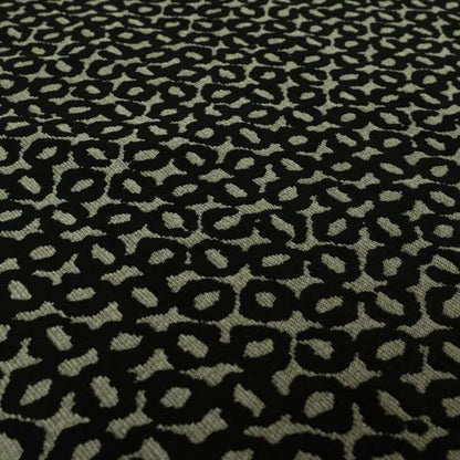 Geometric Small Inspired Pattern Black Coloured Soft Velvet Textured Upholstery Fabric JO-1429 - Roman Blinds