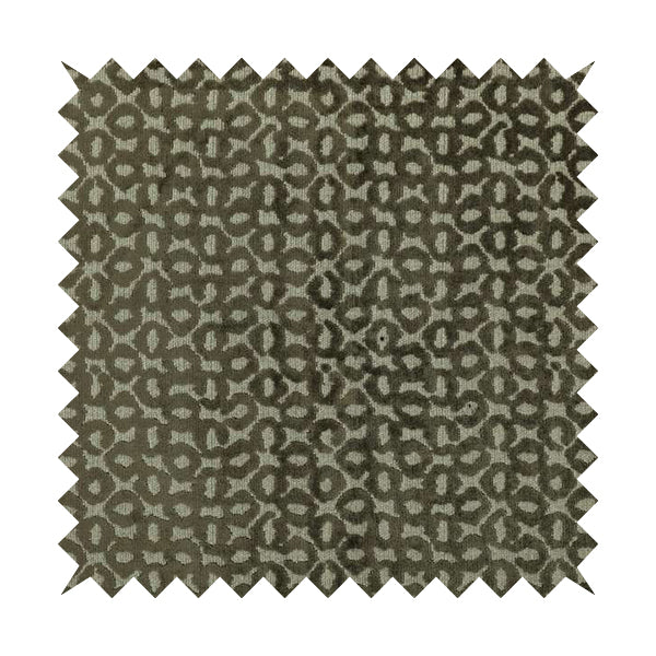 Geometric Small Inspired Pattern Brown Coloured Soft Velvet Textured Upholstery Fabric JO-1430 - Roman Blinds