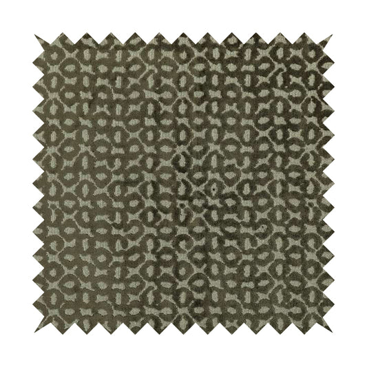 Geometric Small Inspired Pattern Brown Coloured Soft Velvet Textured Upholstery Fabric JO-1430