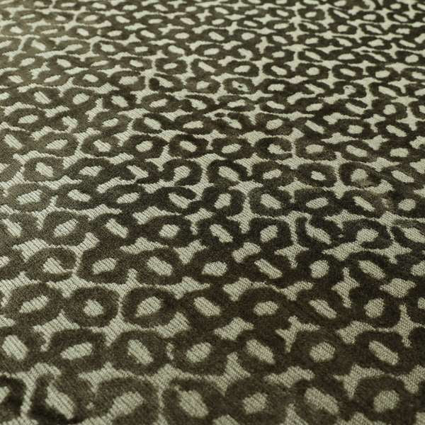 Geometric Small Inspired Pattern Brown Coloured Soft Velvet Textured Upholstery Fabric JO-1430 - Roman Blinds