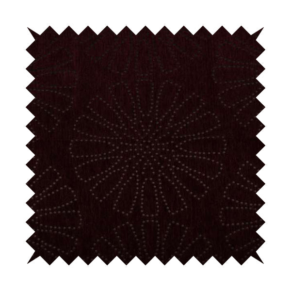 Vegas Wine Plum Shine Effect Geometric Floral Pattern Soft Chenille Upholstery Fabric JO-145 - Roman Blinds