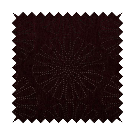 Vegas Wine Plum Shine Effect Geometric Floral Pattern Soft Chenille Upholstery Fabric JO-145