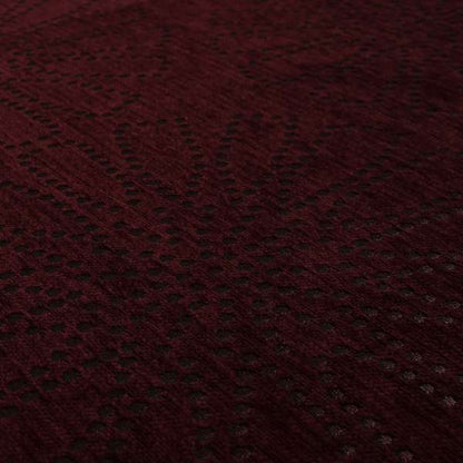 Vegas Wine Plum Shine Effect Geometric Floral Pattern Soft Chenille Upholstery Fabric JO-145