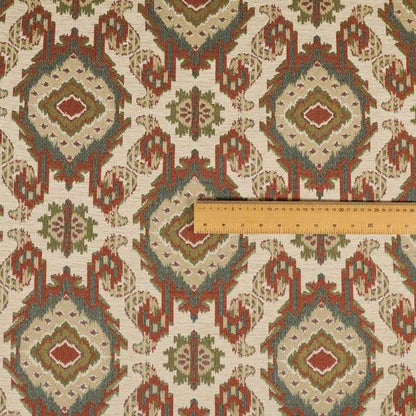 Mazahua Tribal Theme Damask Intricate Pattern Cream Coloured Chenille Fabric JO-1451 - Roman Blinds