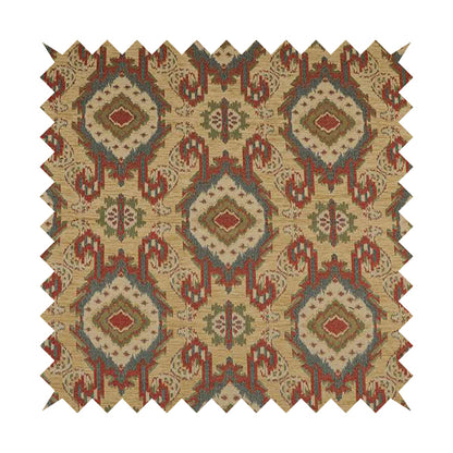 Mazahua Tribal Theme Damask Intricate Pattern Beige Coloured Chenille Fabric JO-1452 - Roman Blinds