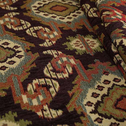 Mazahua Tribal Theme Damask Intricate Pattern Purple Coloured Chenille Fabric JO-1458 - Roman Blinds