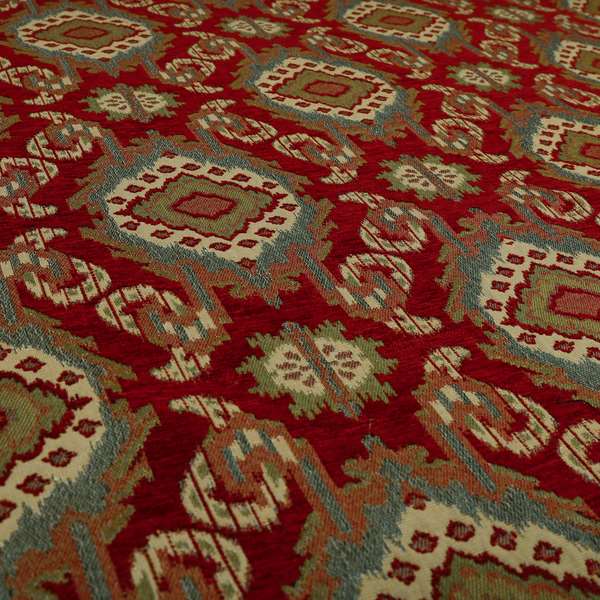 Mazahua Tribal Theme Damask Intricate Pattern Red Coloured Chenille Fabric JO-1460 - Roman Blinds
